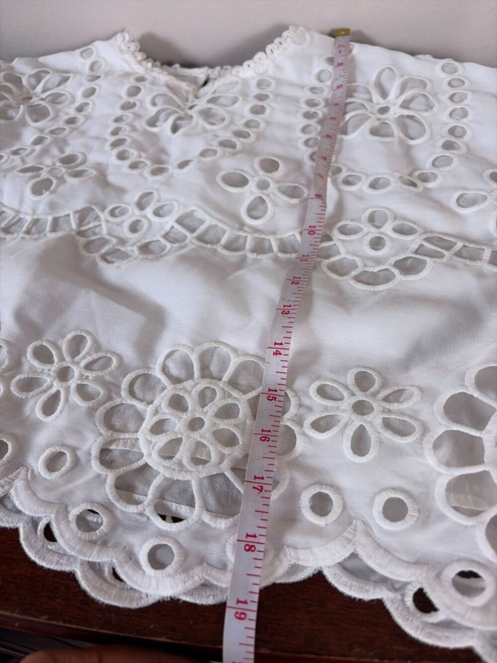 Anthropologie Love Wednesday White Eyelet Peasant Blouse Boho Cottage SZ M - Picture 6 of 7